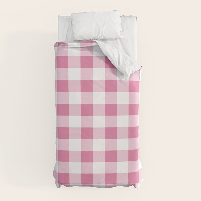 Gingham Large Pink White Duvet Cover Gallery Image 10