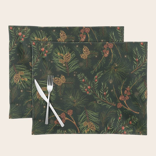 Christmas Spruce Dark Green Placemat Gallery Image 2