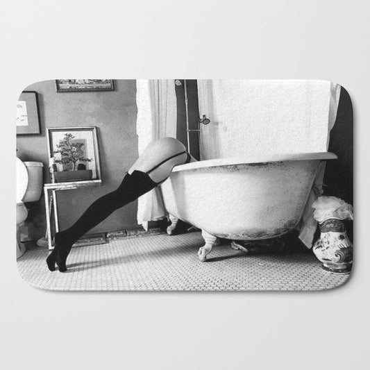 Head Over Heals - Female in Stockings in Vintage Parisian Bathtub black and white photography - photographs wall decor Bath Mat Gallery Image 2