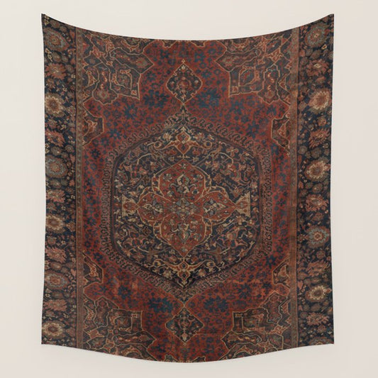 Boho Chic Dark I // 17th Century Colorful Medallion Red Blue Green Brown Ornate Accent Rug Pattern Wall Tapestry Gallery Image 2