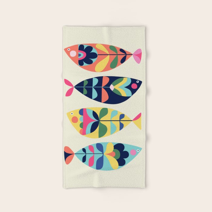 Mid Century Modern Fish Hand & Bath Towel Gallery Image 2