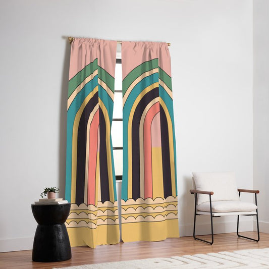 Geometric Abstraction Rainbow Window Curtain Gallery Image 2
