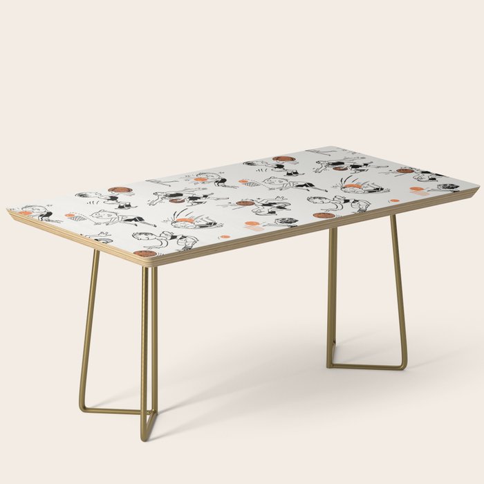 Basketball Fun Comic Illustration Pattern with Balls on Grey Background Coffee Table Gallery Image 2