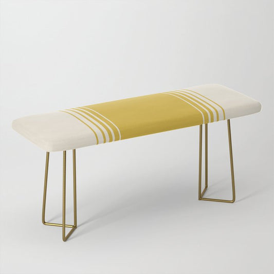 Marigold Yellow and Creme Lines Bench Gallery Image 2