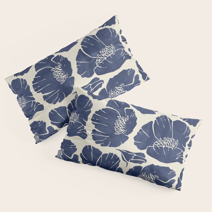 Poppies Indigo Pillow Sham Gallery Image 4