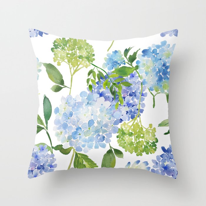 Blue Hydrangea Flowers Throw Pillow Gallery Image 5