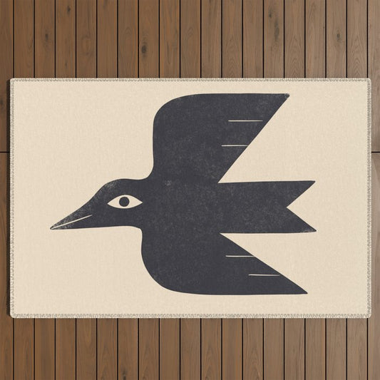 Minimal Blackbird No. 1 Outdoor Rug Gallery Image 2