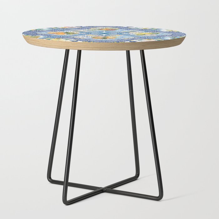 Sicilian Limones, italian mediterranean citrus fruit maiolica blue tiles Side Table Gallery Image 2