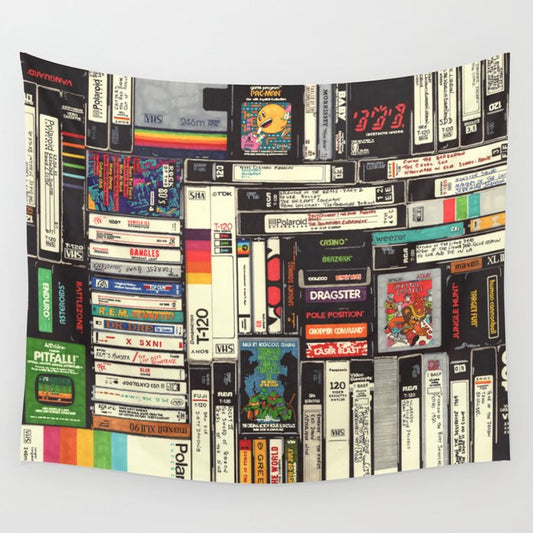 Cassettes, VHS and Video Games Wall Tapestry Gallery Image 2