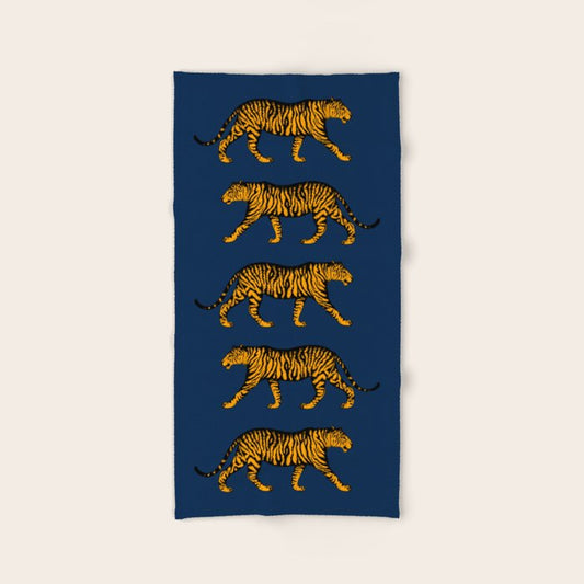 Tigers (Navy Blue and Marigold) Bath Towel Gallery Image 2
