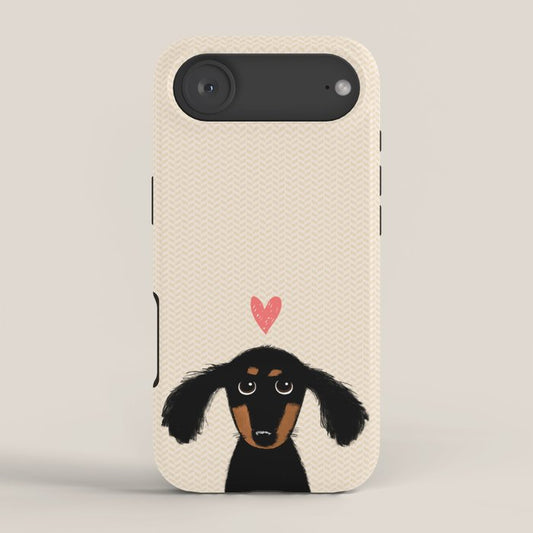 Dachshund Love | Cute Longhaired Black and Tan Wiener Dog iPhone Case Gallery Image 2