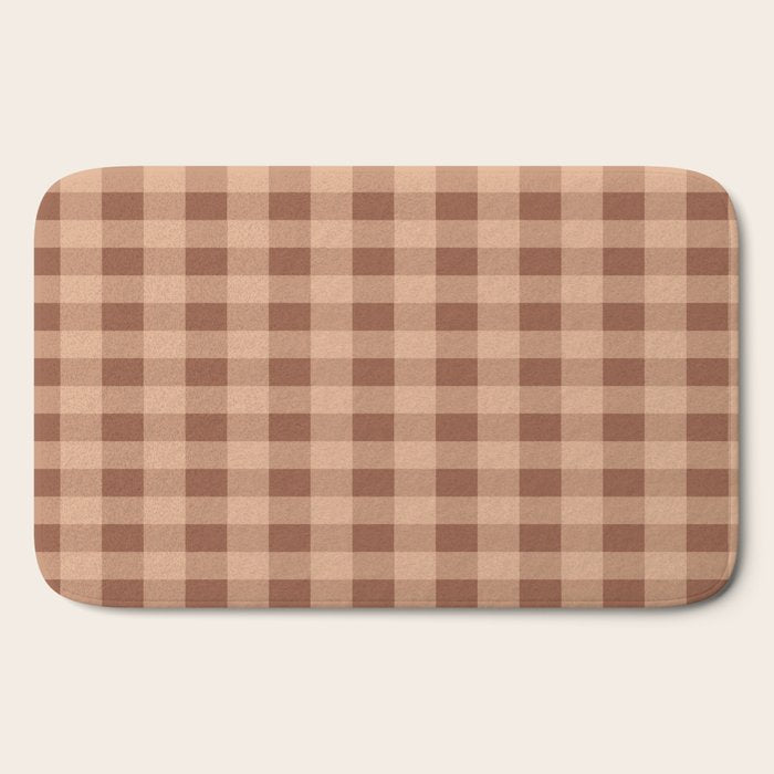 Gingham Large Brown Dark Light Tan Bath Mat Gallery Image 2