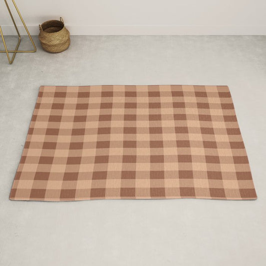 Gingham Large Brown Dark Light Tan Rug Gallery Image 2
