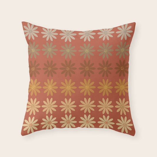 Ombre Abstract Daisies on Mandarin Orange Throw Pillow Gallery Image 2