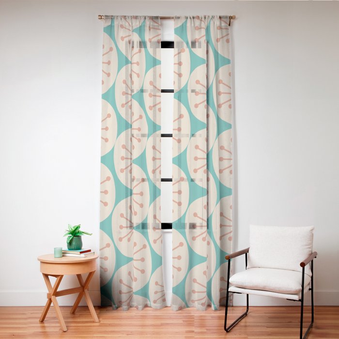 Atomic Dots Retro Midcentury Modern Pattern in Mid Mod Orange, Beige, and Turquoise Teal Window Curtain Gallery Image 24