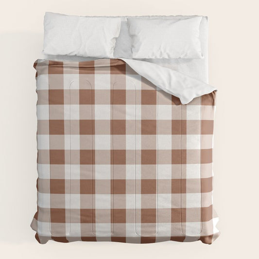 Gingham Large Brown White Comforter Gallery Image 2