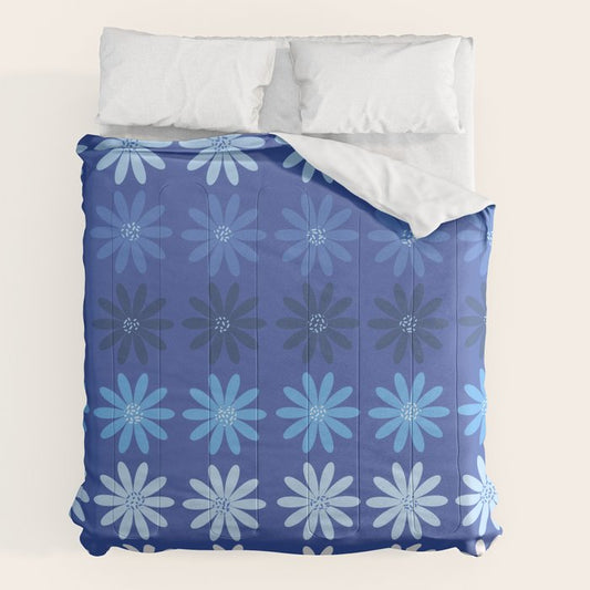 Ombre Abstract Daisies on Cobalt Blue Comforter Gallery Image 2