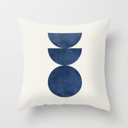 Woodblock navy blue Mid century modern Throw Pillow Gallery Image 2