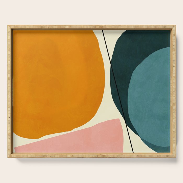 shapes geometric minimal painting abstract Serving Tray Gallery Image 1