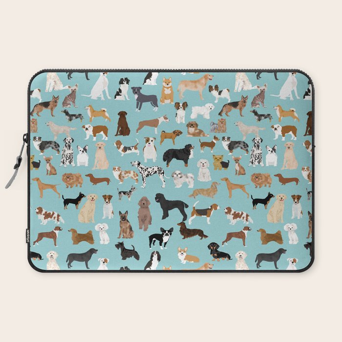 Dogs pattern print must have gifts for dog person mint dog breeds Laptop Sleeve Gallery Image 2