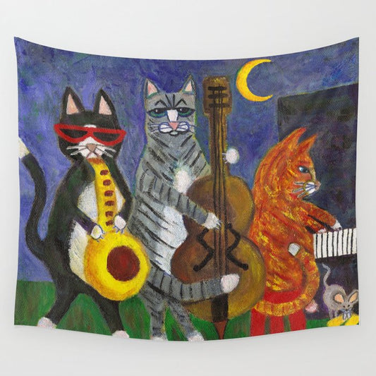 Jazz Cats Wall Tapestry Gallery Image 2