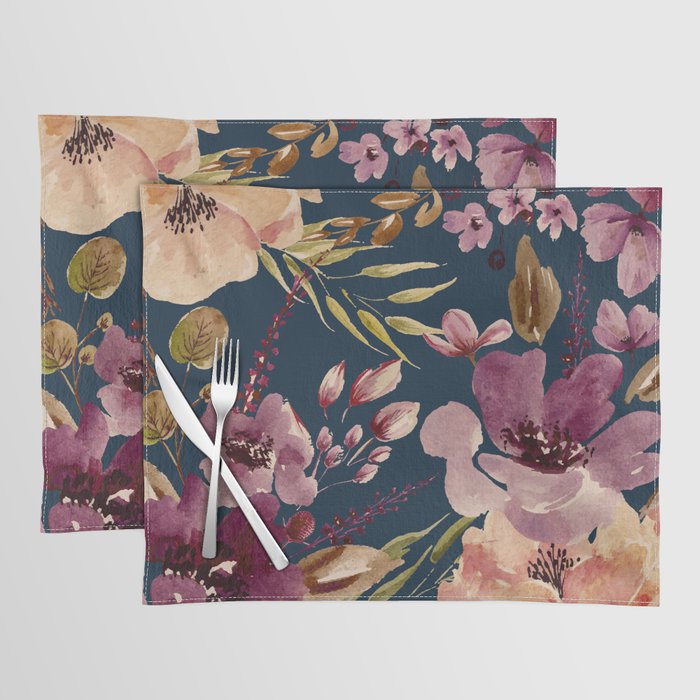 Watercolor Giant flowers fall colors Placemat Gallery Image 2