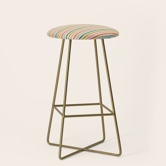 Colorful retro stripe line art pattern Stool Gallery Image 2