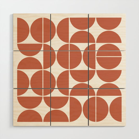 Mid Century Modern Geometric 04 Terracotta Wood Wall Art Gallery Image 2