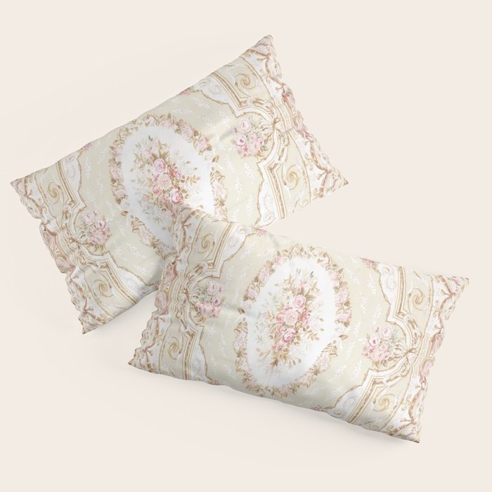 Antique French 19th Century Aubusson Rose Floral Pillow Sham Gallery Image 4