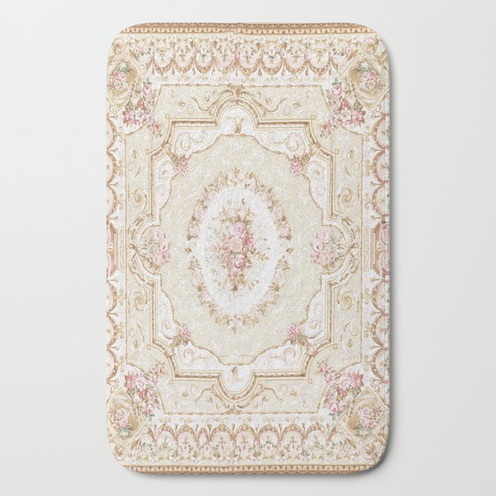 Antique French 19th Century Aubusson Rose Floral Bath Mat Gallery Image 2