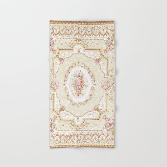 Antique French 19th Century Aubusson Rose Floral Bath Towel Gallery Image 2