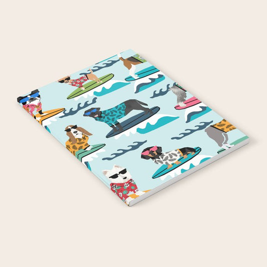 Surfing Dogs - cute summer tropical dogs surfing Notebook Gallery Image 2