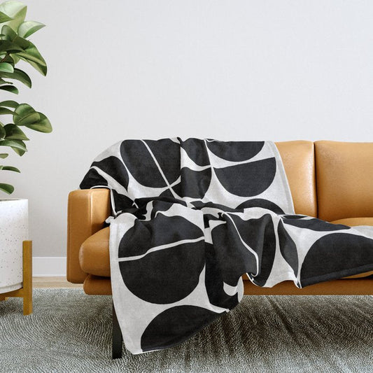 Mid Century Modern Geometric 04 Black Throw Blanket Gallery Image 2