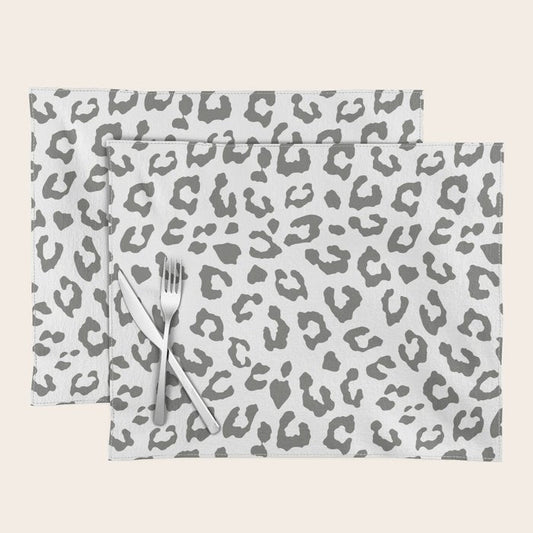 Safari Leopard Print - Grey & White Placemat Gallery Image 2