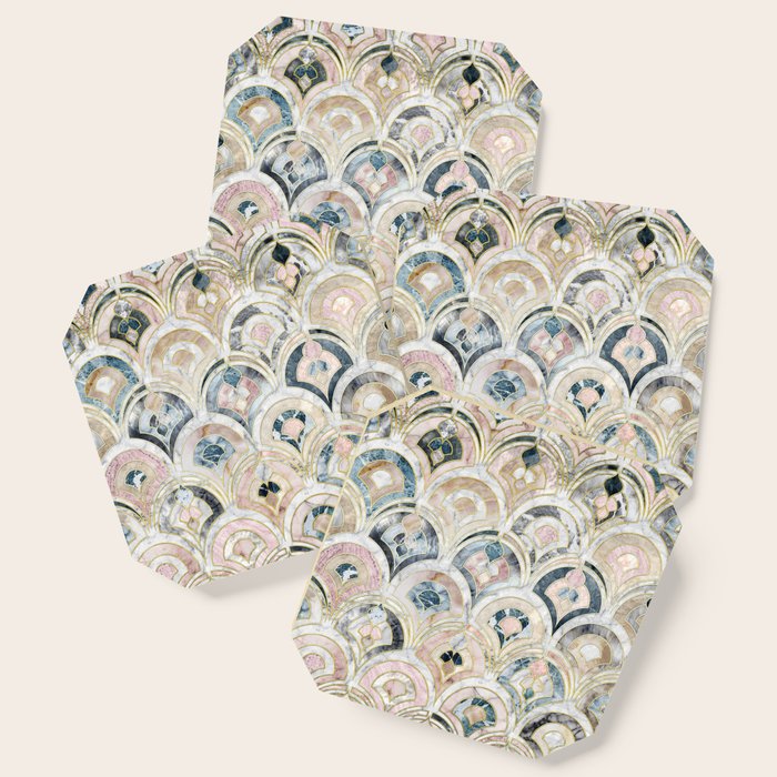 Art Deco Marble Tiles in Soft Pastels Coaster Gallery Image 1