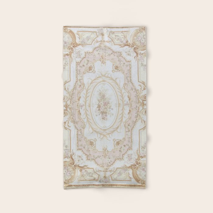 Antique French Aubusson Vintage Rose Floral Bath Towel Gallery Image 2