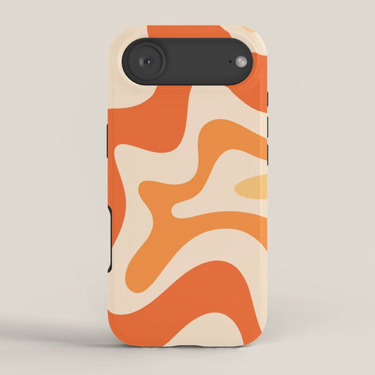 Retro Liquid Swirl Abstract Pattern Square Tangerine Orange Tones iPhone Case Gallery Image 2