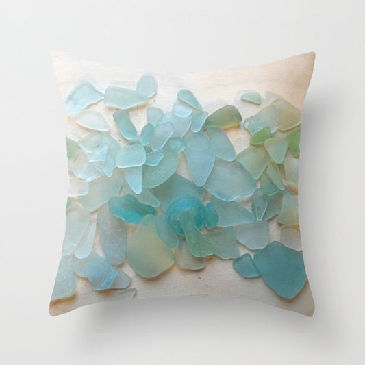Ocean Hue Sea Glass Throw Pillow Gallery Image 2