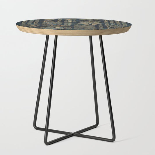 Egyptian hieroglyphs and deities -Abalone and gold Side Table Gallery Image 2