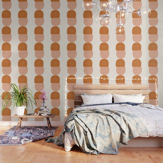 Terracotta Mid Century Modern Abstract Wallpaper Gallery Image 2