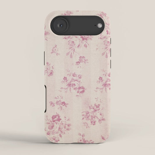 Elegant blush pink white rustic floral vintage stripes iPhone Case Gallery Image 2