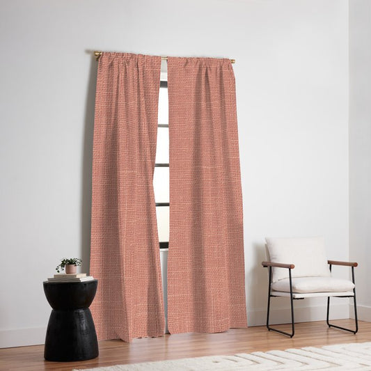Salmon Linen Texture Window Curtain Gallery Image 2
