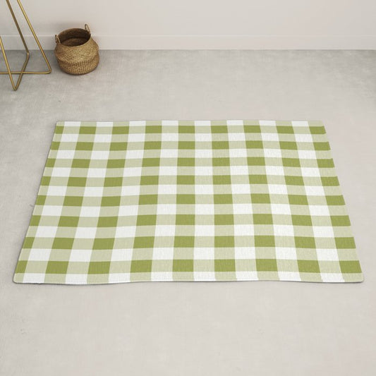 Gingham Large Green White Rug Gallery Image 2