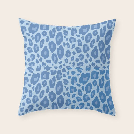 ultra bold leopard blue pastel Throw Pillow Gallery Image 2