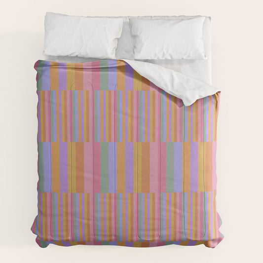 Mixed Stripes Pattern III 60s Rainbow Comforter Gallery Image 2