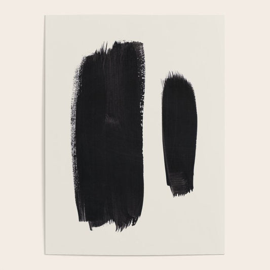 Mid Century Modern Minimalist Abstract Art Brush Strokes Black & White Ink Art Brush Strokes Poster Gallery Image 2