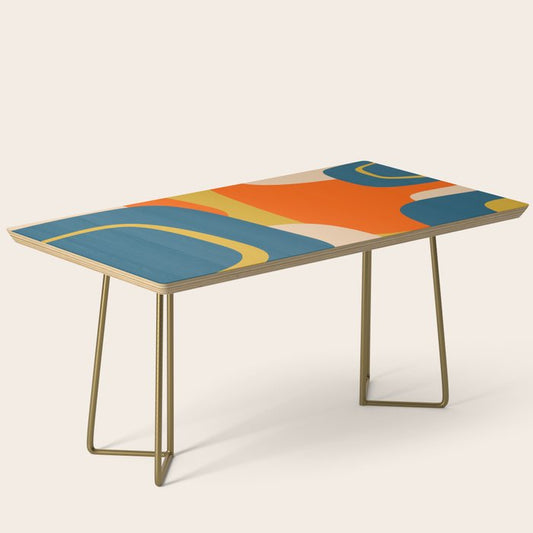 Mid Century Modern Retro Abstract Pattern Orange Blue Mustard Coffee Table Gallery Image 2