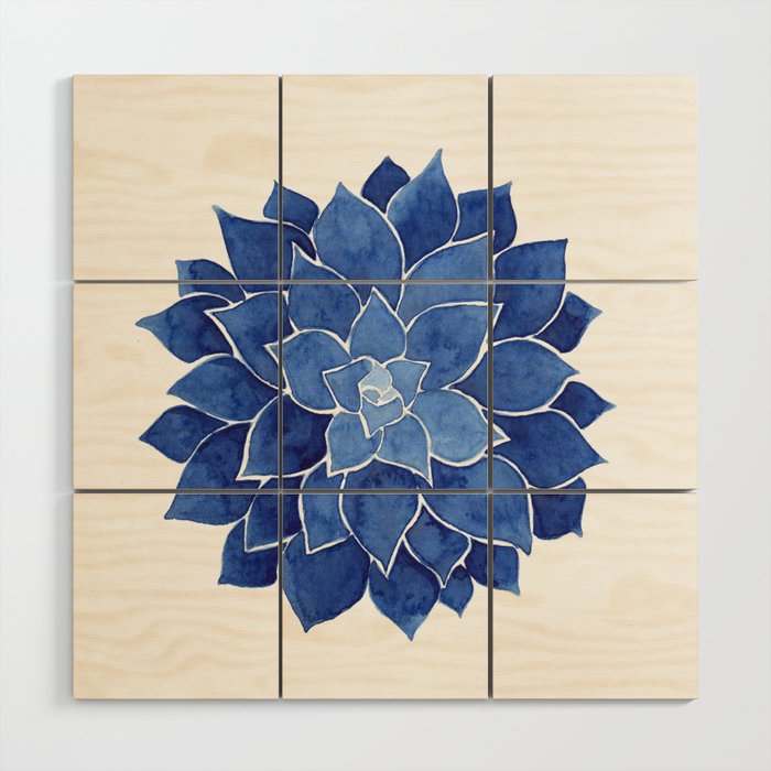 Indigo Succulent | Watercolor Painting Wood Wall Art Gallery Image 3