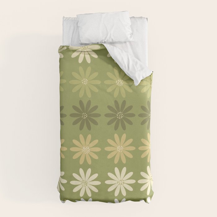 Ombre Abstract Daisies on Olive Green Duvet Cover Gallery Image 10
