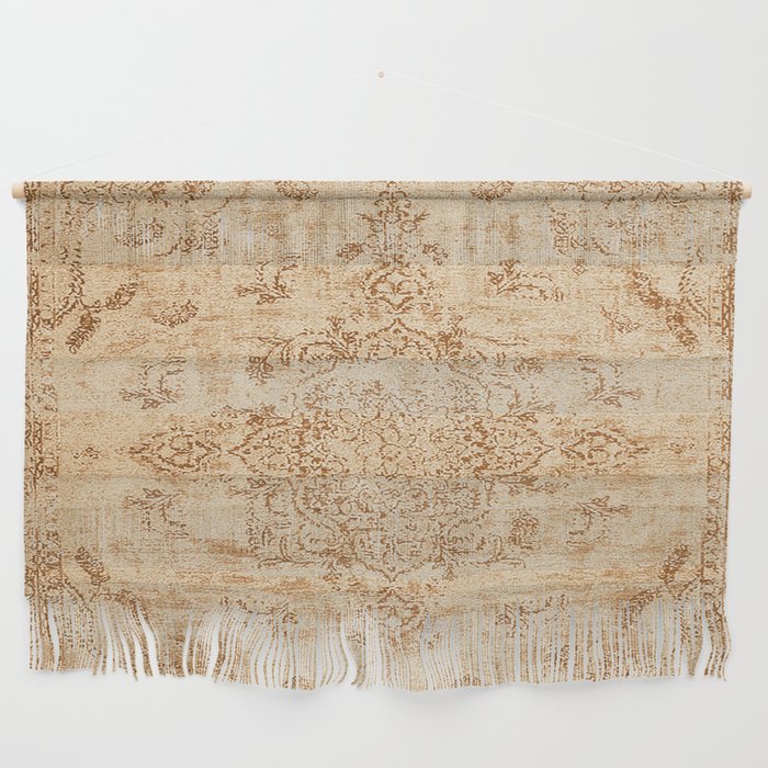 Oriental Style Antique Persian Vintage Rug Beige Wall Hanging Gallery Image 2